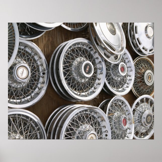 USA, New Mexico, Prewitt: Auto Hubcaps / Rt. 66 Poster (Front)