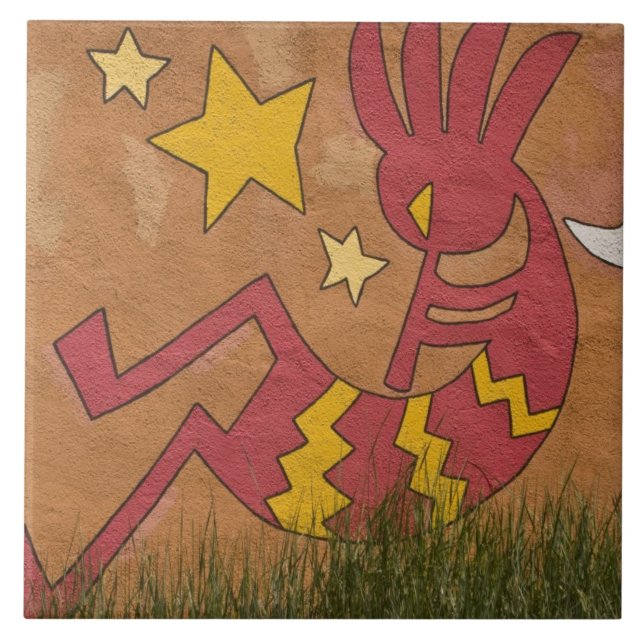 USA, New Mexico, Santa Fe. Wall mural of a Ceramic Tile (Front)