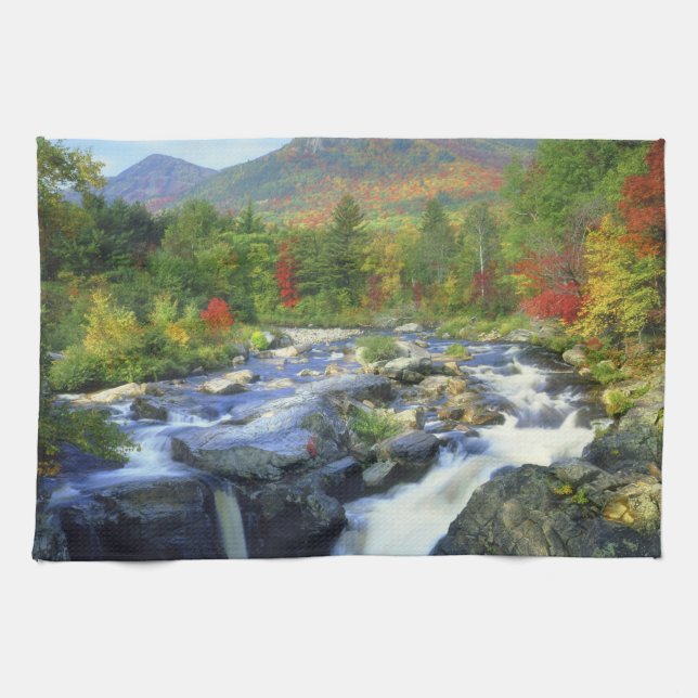 USA, New York. A waterfall in the Adirondack Tea Towel (Horizontal)