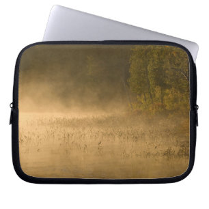 USA, New York, Adirondack Park. Sunrise mist on Laptop Sleeve