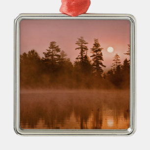 USA, New York, Adirondack Park. Sunrise on a Metal Ornament