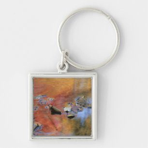 USA, New York, Adirondacks, Fallen Leaves in Key Ring