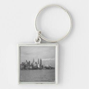 USA New York City Manhattan skyline B&W Key Ring