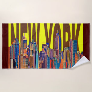 usa new york city Manhattan Skyline Beach Towel