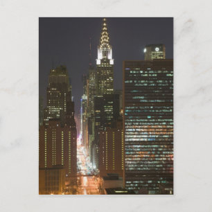 USA, New York City, View of Midtown with Postcard