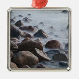 USA, New York, East Hampton. Ocean surf at Metal Tree Decoration