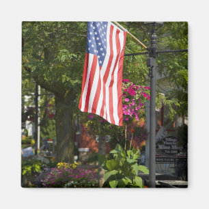 USA, New York, Lewiston. American flag attached Magnet