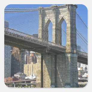 USA, New York, New York City. Brooklyn Bridge Square Sticker