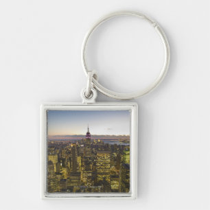 USA, New York, New York City, Cityscape at dusk 2 Key Ring