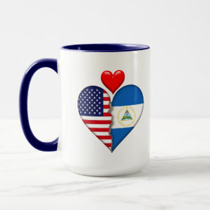 USA Nicaragua Heart flags Hispanic Heritage Mug
