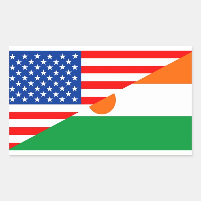 usa niger country half flag america symbol rectangular sticker (Front)