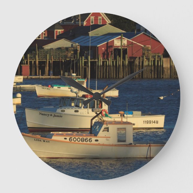 USA, North America, Maine, Bernard, Fishing Large Clock (Front)