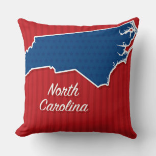 USA North Carolina State Stars and Stripes Map Cushion