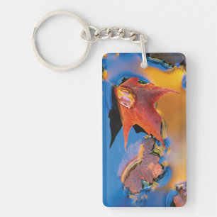 USA, Northeast, Maple Leaf in Reflection Key Ring