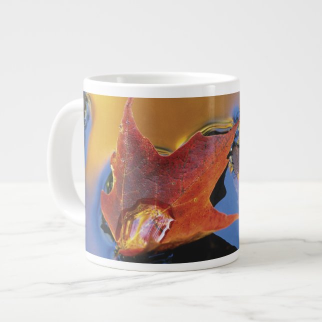 USA, Northeast, Maple Leaf in Reflection Large Coffee Mug (Front Left)