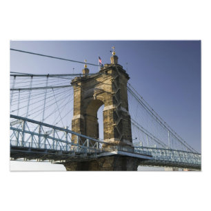 USA, Ohio, Cincinnati: Roebling Suspension 3 Photo Print