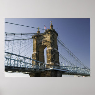 USA, Ohio, Cincinnati: Roebling Suspension 3 Poster