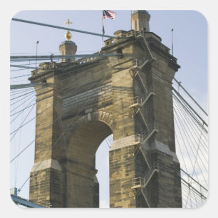 USA, Ohio, Cincinnati: Roebling Suspension Square Sticker