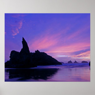 USA, Oregon, Bandon Beach. Silhouette of sea Poster