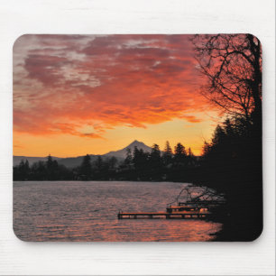 USA, Oregon. Blue Lake And Mt Hood At Sunrise Mouse Pad