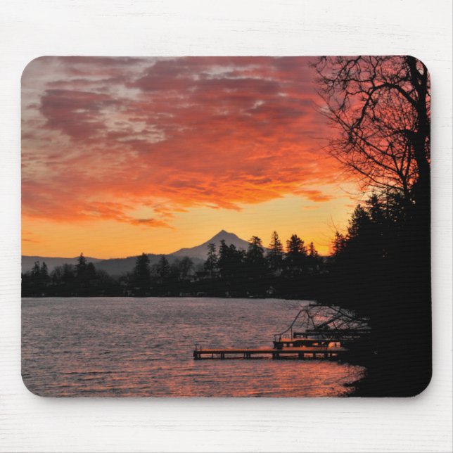 USA, Oregon. Blue Lake And Mt Hood At Sunrise Mouse Pad (Front)