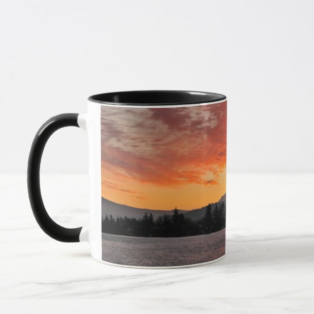 USA, Oregon. Blue Lake And Mt Hood At Sunrise Mug (Left)