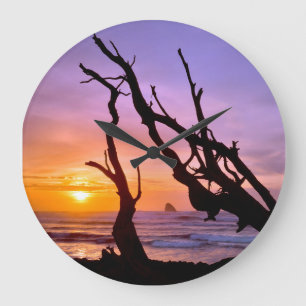 USA, Oregon, Cape Meares. Sunset Large Clock