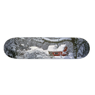 USA, Oregon, Clackamas County. Fresh snow Skateboard