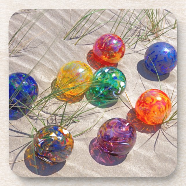 USA, Oregon. Colourful Glass Floats On Sand Dune Coaster (Front)