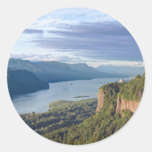 USA, Oregon, Columbia River Gorge, Vista House Classic Round Sticker