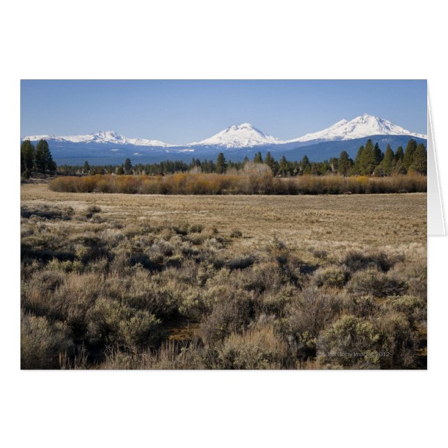 USA, Oregon, Field with snow covered Cascade (Front Horizontal)