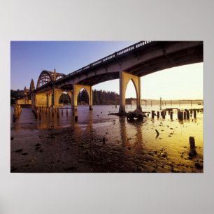 USA, Oregon, Florence. Siuslaw Bridge and Poster