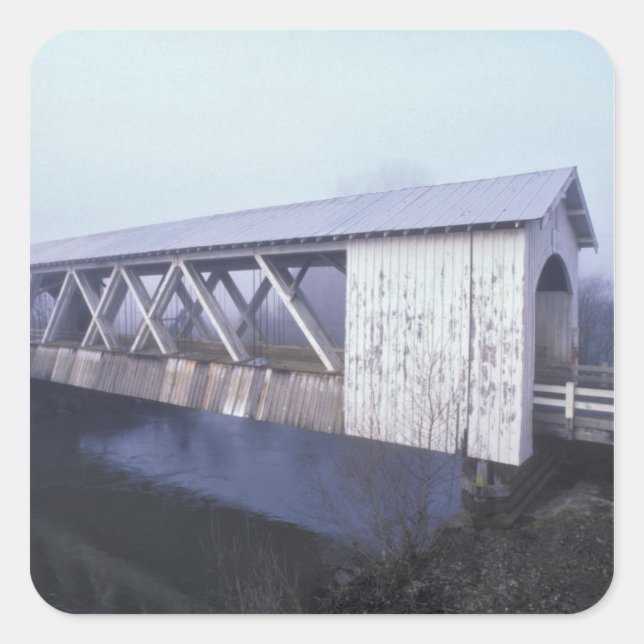 USA, Oregon. Gilkey covered bridge spans Square Sticker (Front)