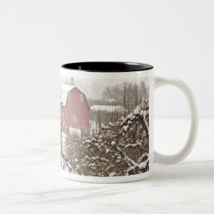 USA, Oregon, Hood River. Snow covered Apple Two-Tone Coffee Mug