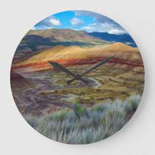 USA, Oregon. Landscape Of The Painted Hills Large Clock
