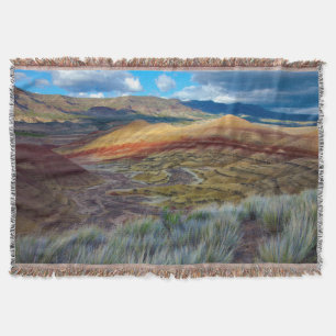 USA, Oregon. Landscape Of The Painted Hills Throw Blanket