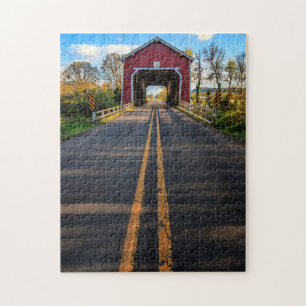 USA, Oregon, Scio, Shimanek Bridge 2 Jigsaw Puzzle