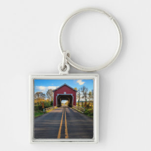 USA, Oregon, Scio, Shimanek Bridge 2 Key Ring