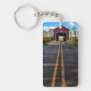 USA, Oregon, Scio, Shimanek Bridge 2 Key Ring