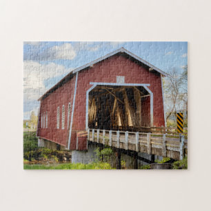 USA, Oregon, Scio, Shimanek Bridge Jigsaw Puzzle