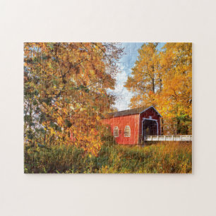 USA, Oregon. Shimanek Covered Bridge In Morning Jigsaw Puzzle