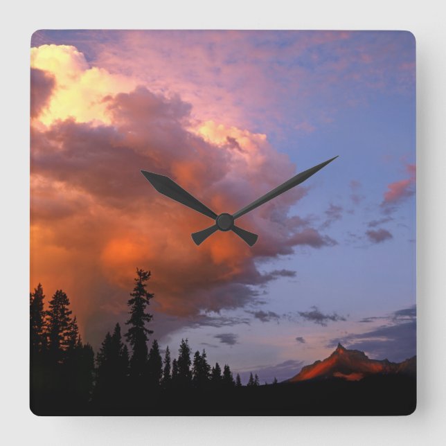 USA, Oregon, Umpqua National Forest. Storm 2 Square Wall Clock (Front)
