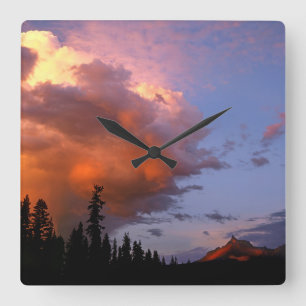 USA, Oregon, Umpqua National Forest. Storm 2 Square Wall Clock