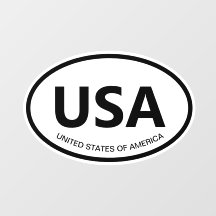 USA oval country code or state abbreviation car