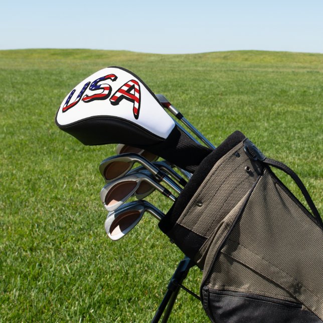 USA overlaid on US Flag dccnt Golf Head Cover (In Situ)
