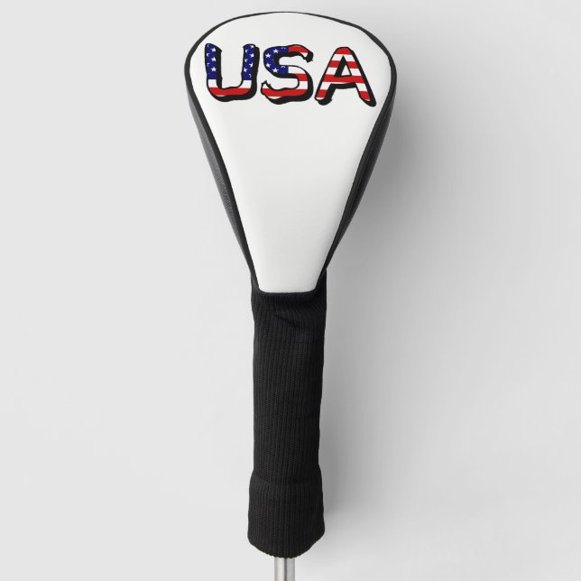USA overlaid on US Flag Golf Driver Cover arc2 (Front)