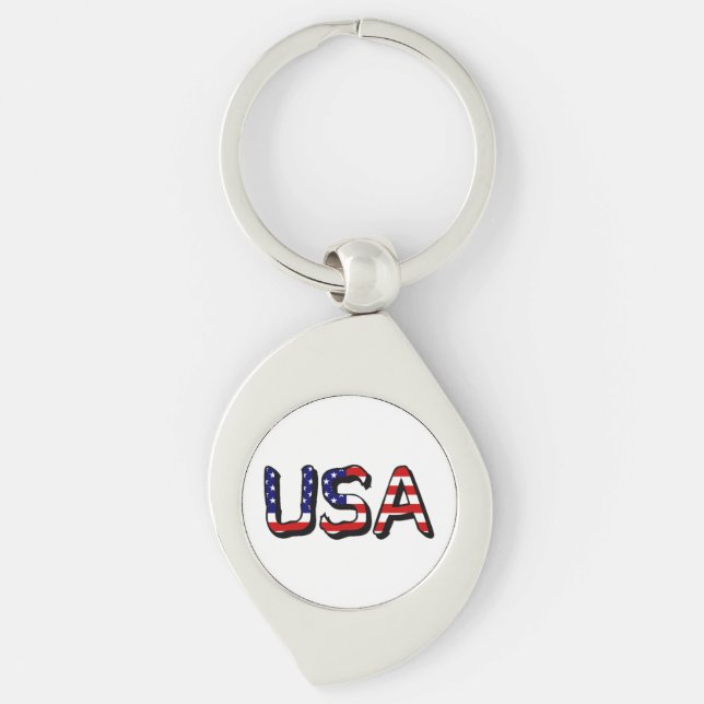 USA overlaid on US Flag kccnt Key Ring (Front)