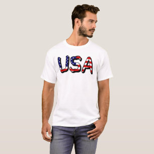 USA overlaid on US Flag Mens cn T-Shirt