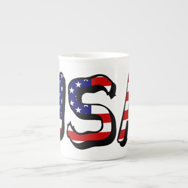 USA overlaid on US Flag mugcnt Bone China Mug (Front)