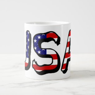 USA overlaid on US Flag mugcnt Large Coffee Mug